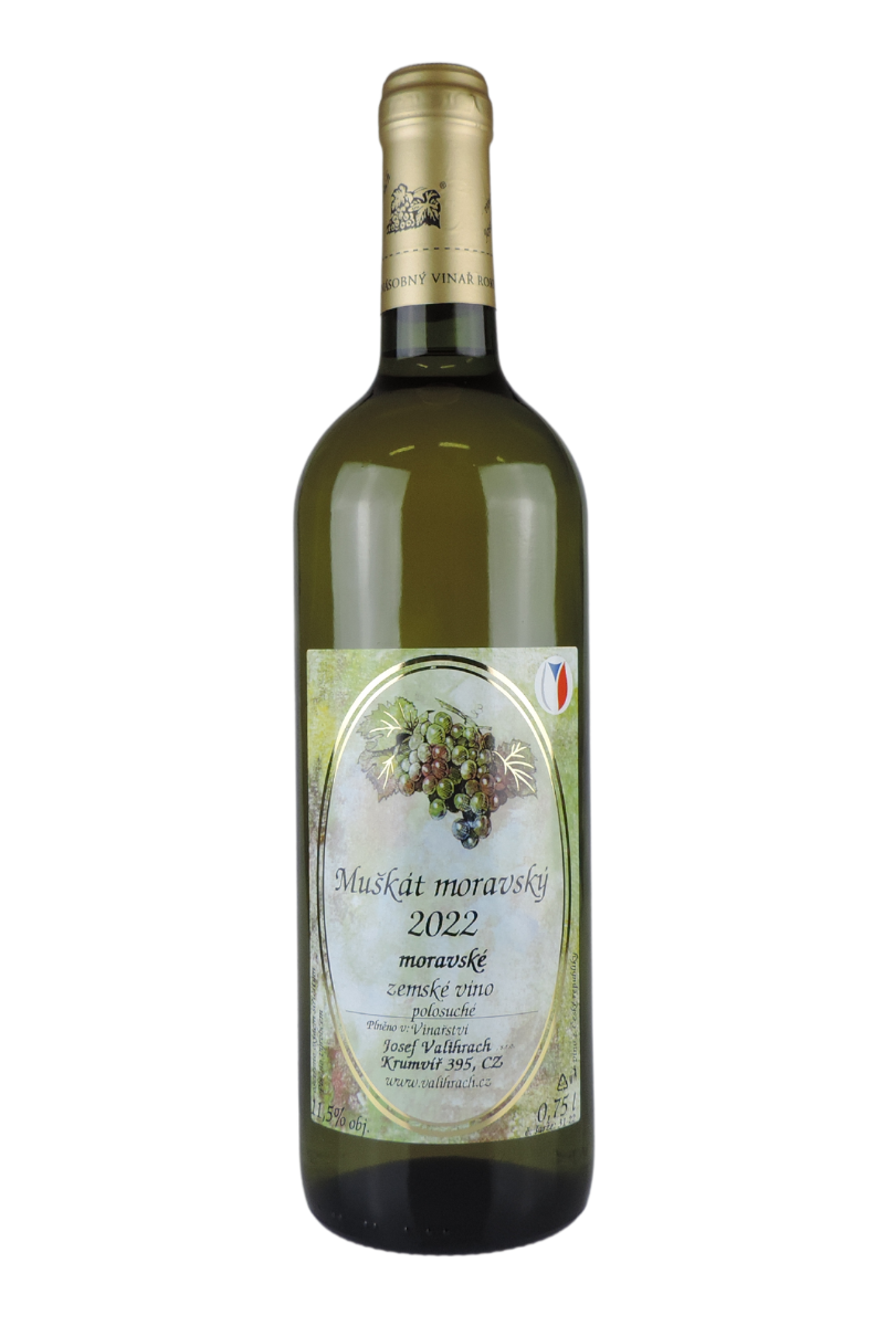 Muškát Moravský 2023,  zemské víno, Vinařství Josef Valihrach